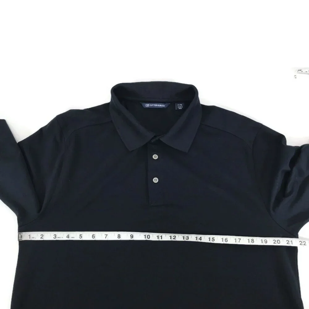 Cutter & Buck Long Sleeve Polo Shirt Men's Large Tall Navy Blue Performance Golf - Picture 5 of 10